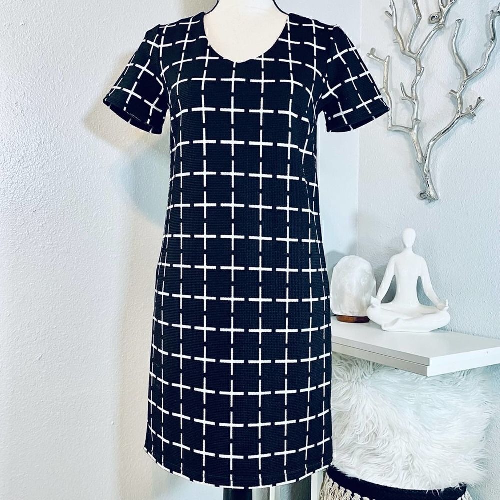 Romeo and Juliet Couture Black White Grid Dress Extra Small